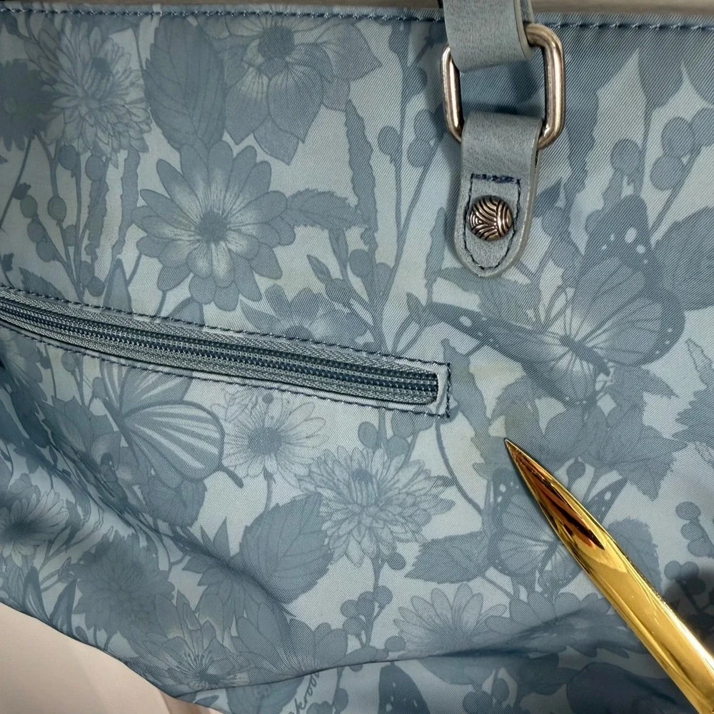 Sakroots Tote Bag Blue Floral Butterfly Bee Print‎ Shoulder Bag
